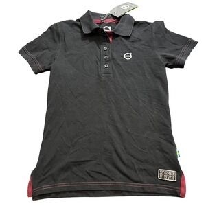 Volvo Polo Shirt Women Small Black Short Sleeve Organic Cotton Logo Sustainable
